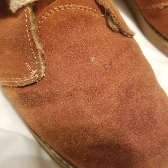 Red brown suede boots faux fleece lined size 8 - Picture 3 of 6